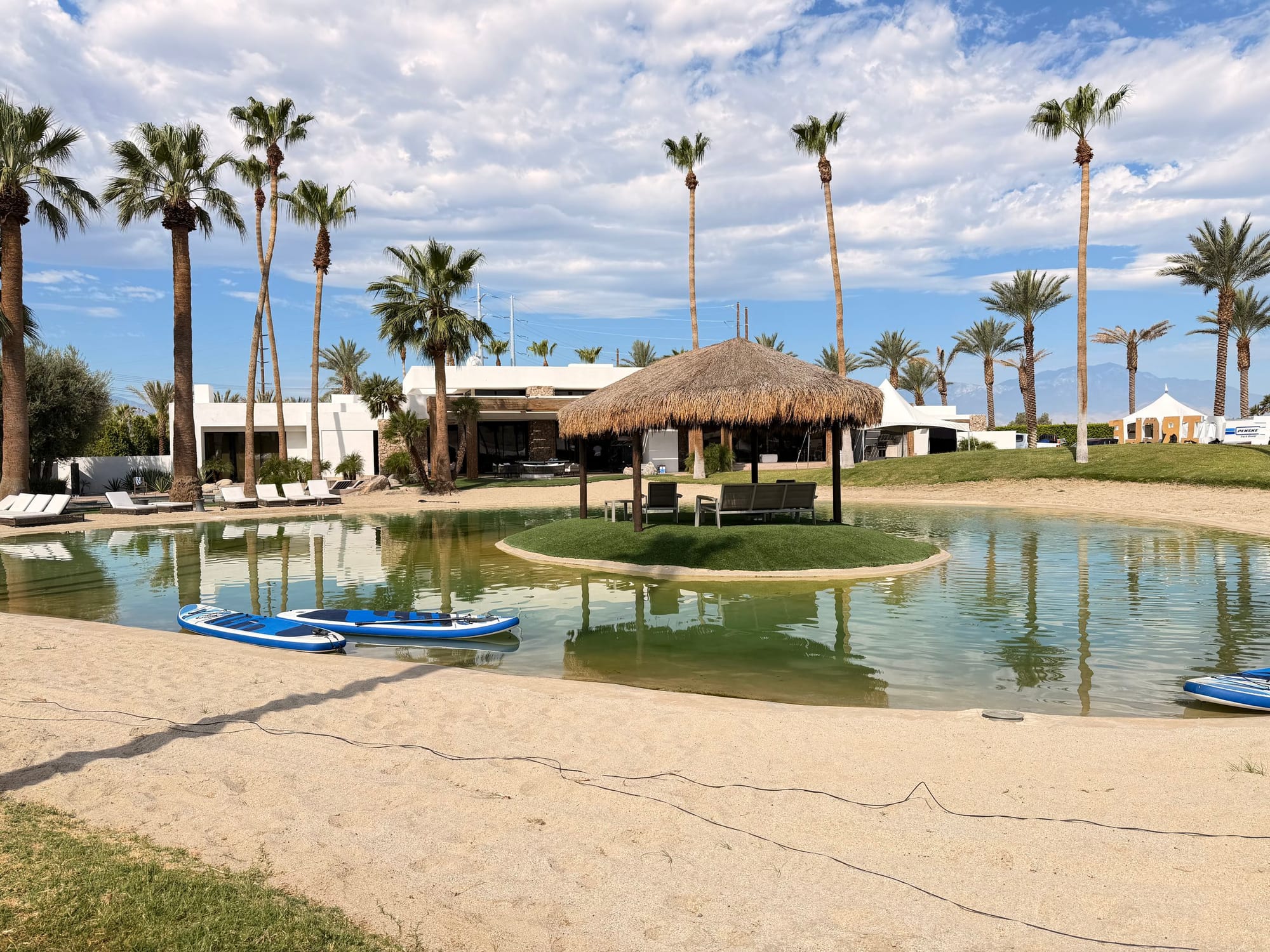 Poolside production area prepared for The Circle's multi-day livestream