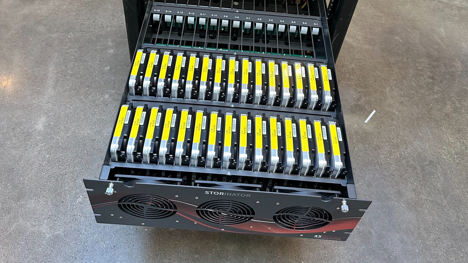 Multi-bay storage chassis prepared for a high-capacity video archive